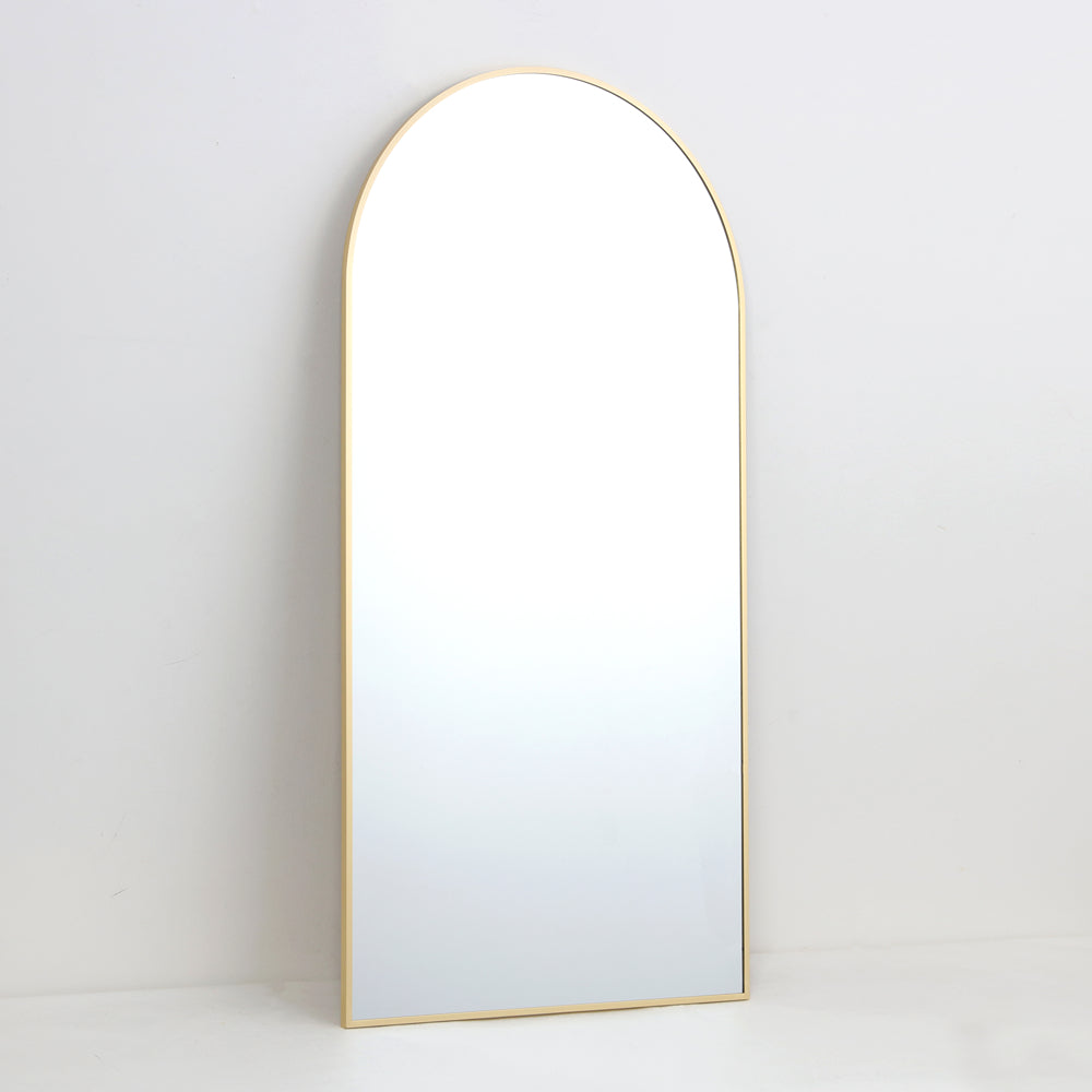 Large Arch Top Aluminium Framed Mirror | Brass Finish, 60 x 120cm
