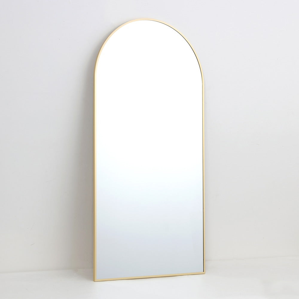 Large Arch Top Aluminium Framed Mirror | Brass Finish, 60 x 120cm