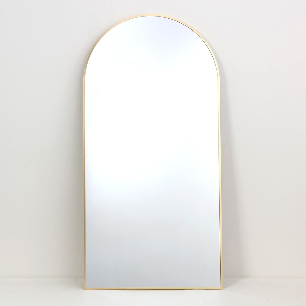 Large Arch Top Aluminium Framed Mirror | Brass Finish, 60 x 120cm