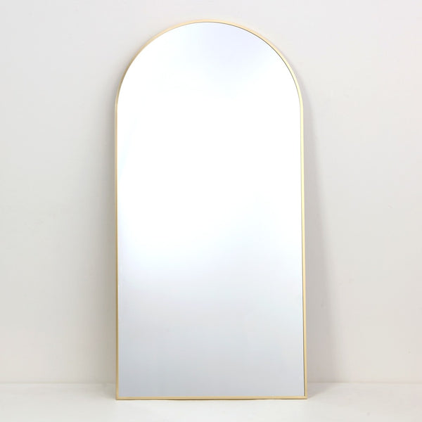 Large Arch Top Aluminium Framed Mirror | Brass Finish, 60 x 120cm
