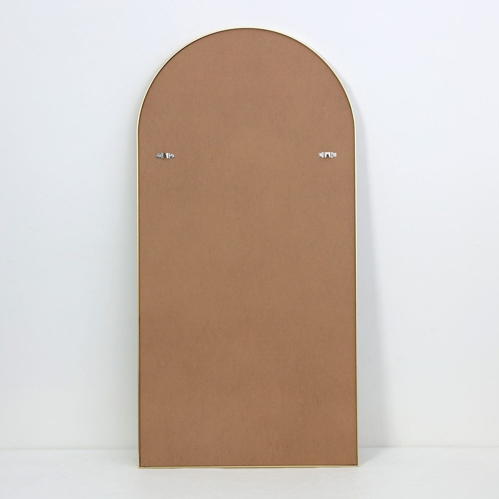Large Arch Top Aluminium Framed Mirror | Brass Finish, 60 x 120cm