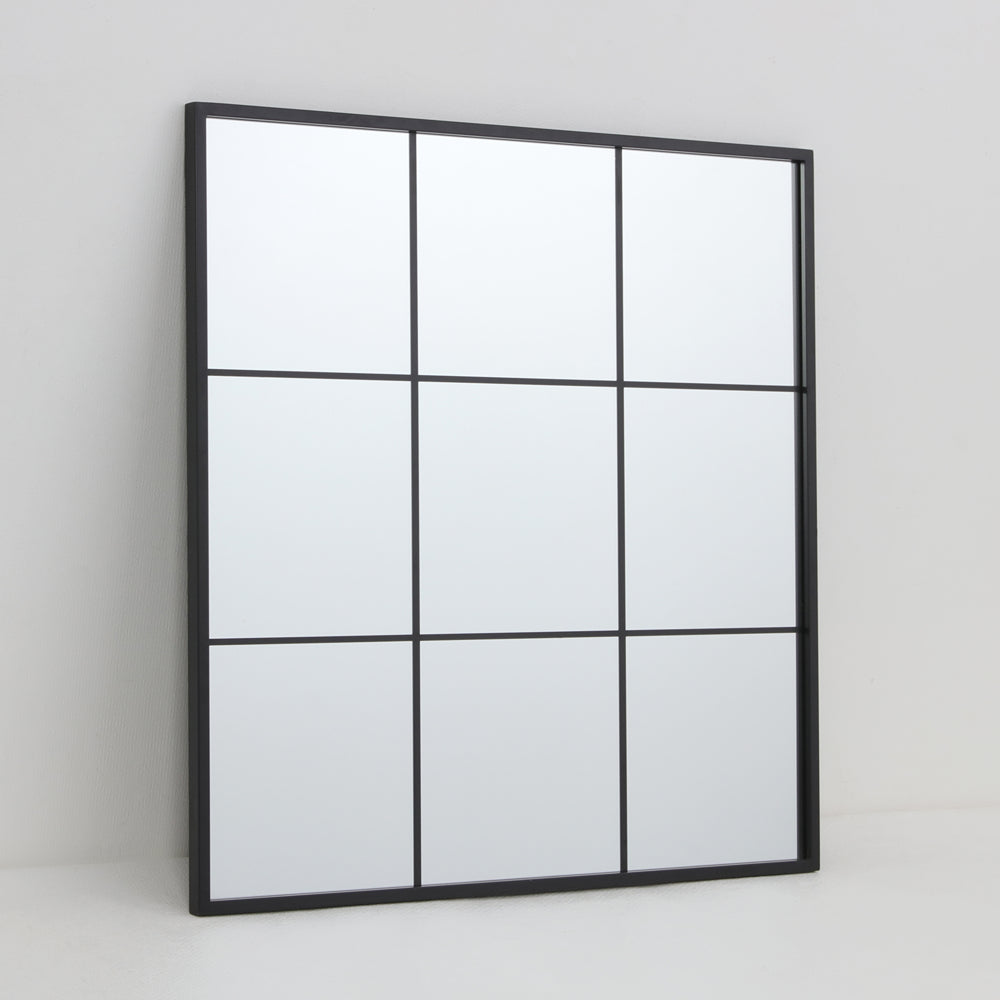Square Black Metal Framed Wall Mirror | 60 x 60 cm, Black Finish
