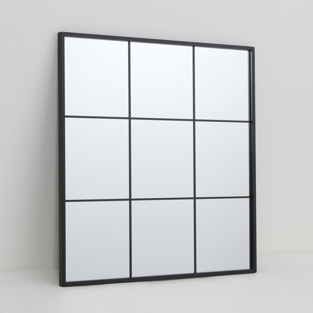 Square Black Metal Framed Wall Mirror | 60 x 60 cm, Black Finish
