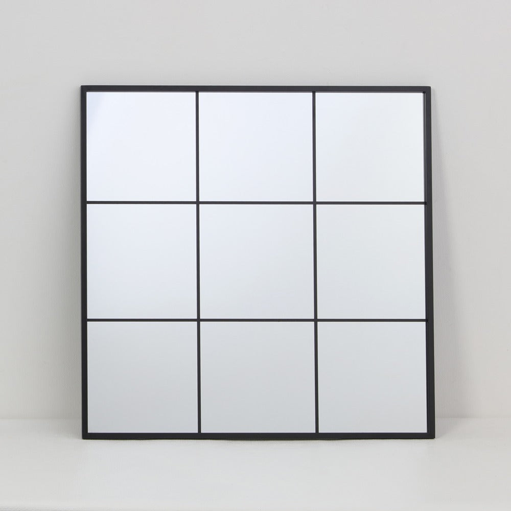 Square Black Metal Framed Wall Mirror | 60 x 60 cm, Black Finish