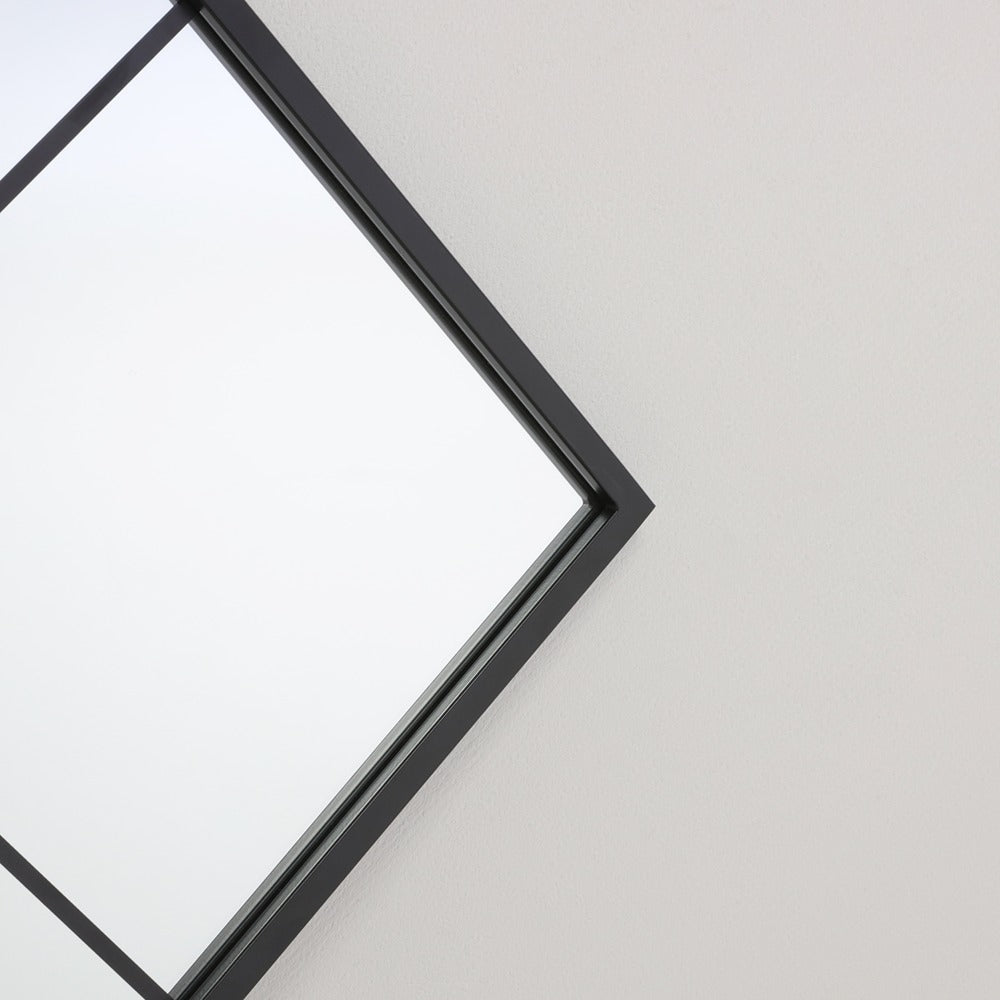 Square Black Metal Framed Wall Mirror | 60 x 60 cm, Black Finish