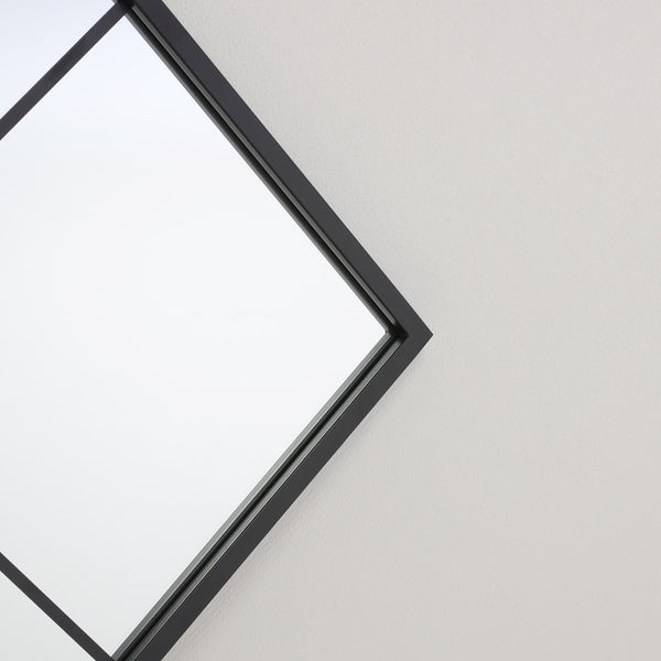 Square Black Metal Framed Wall Mirror | 60 x 60 cm, Black Finish
