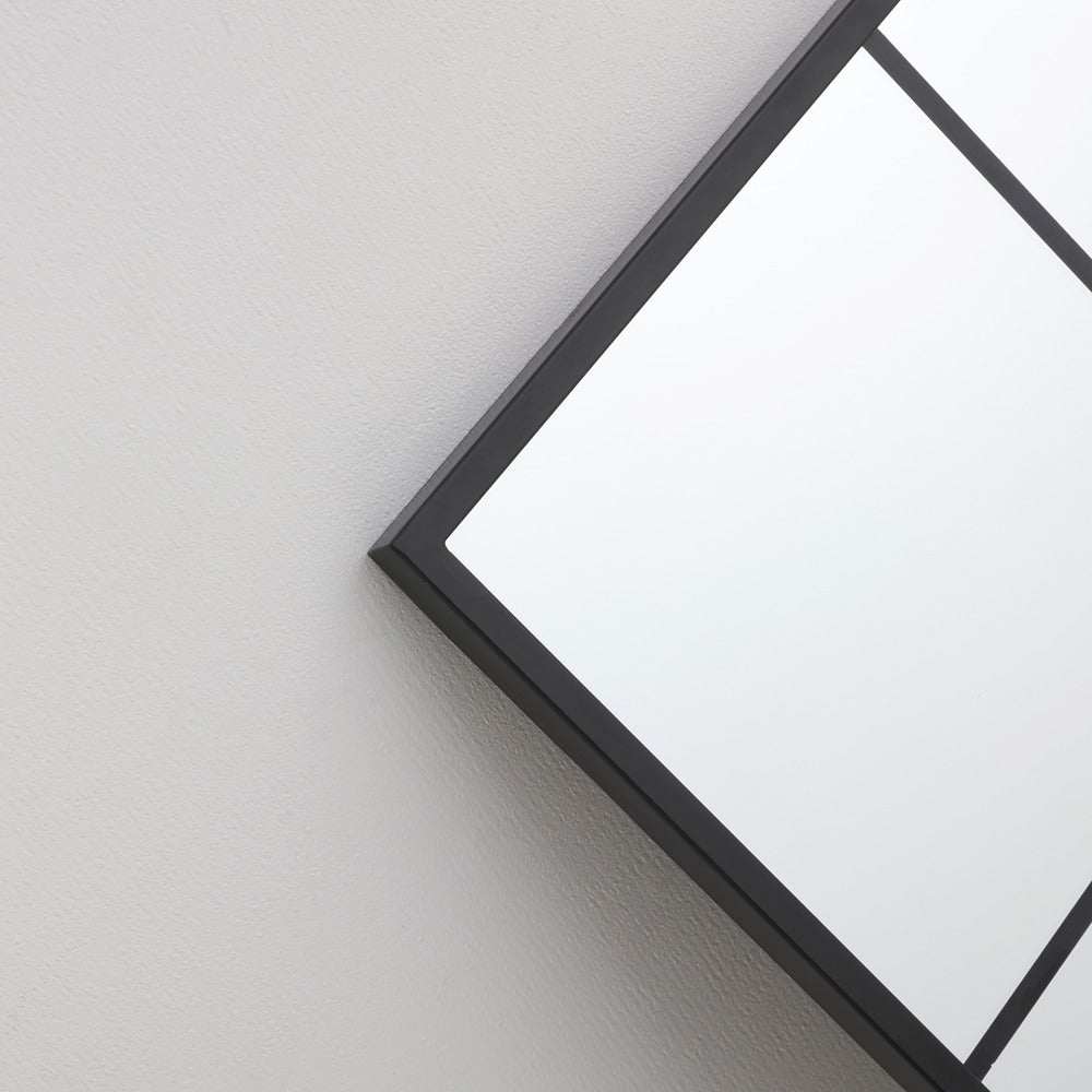 Square Black Metal Framed Wall Mirror | 60 x 60 cm, Black Finish