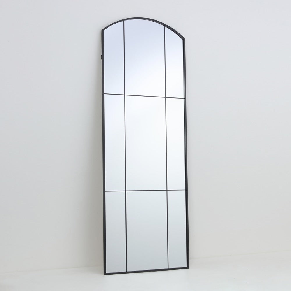 Black Aluminium Arched Grid Full-Length Wall Mirror | 60 x 160cm