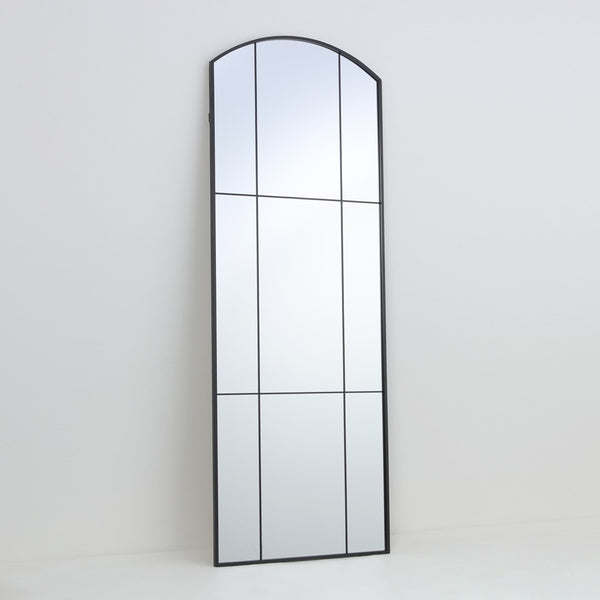 Black Aluminium Arched Grid Full-Length Wall Mirror | 60 x 160cm