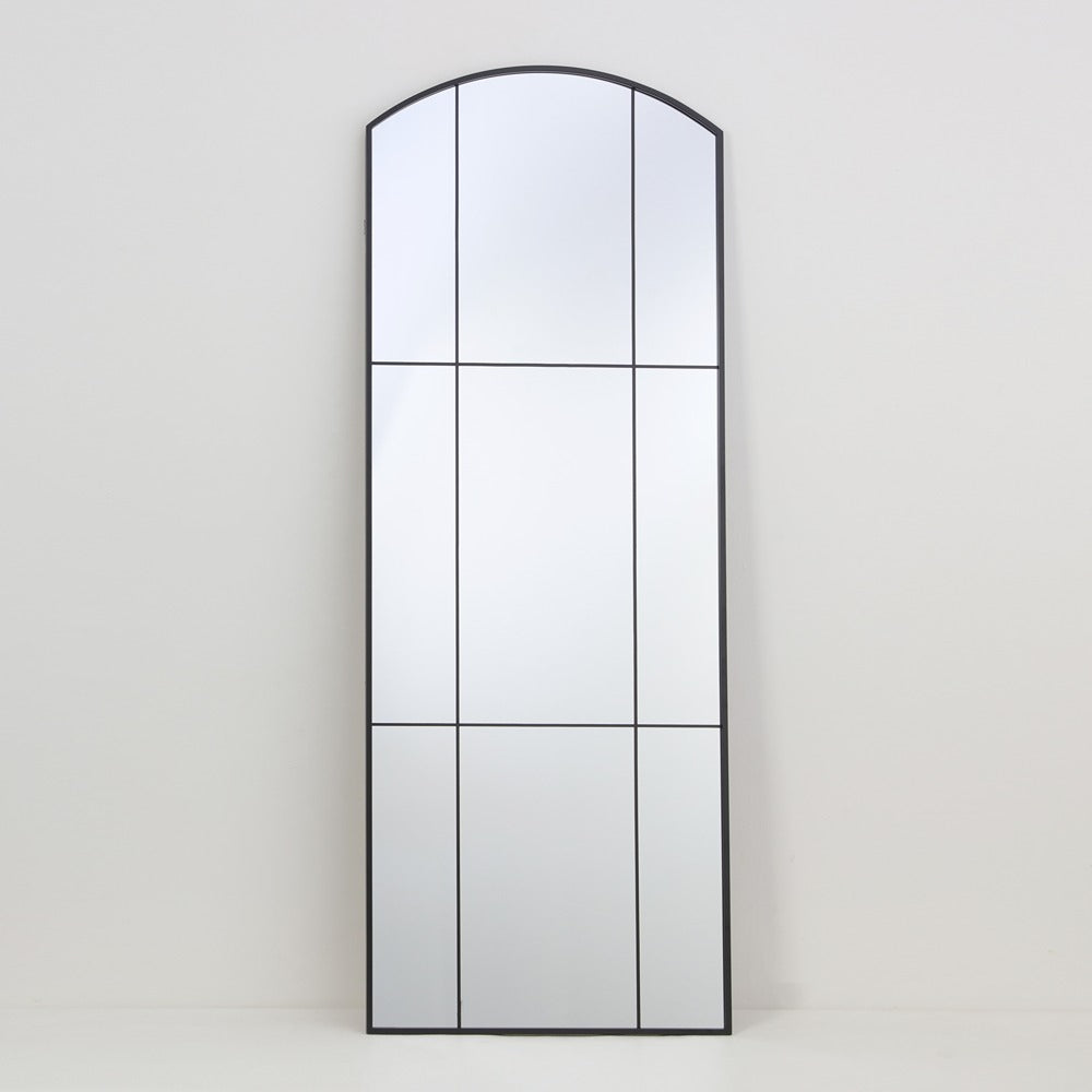 Black Aluminium Arched Grid Full-Length Wall Mirror | 60 x 160cm