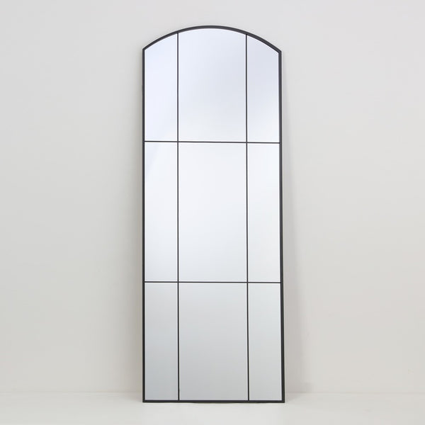 Black Aluminium Arched Grid Full-Length Wall Mirror | 60 x 160cm