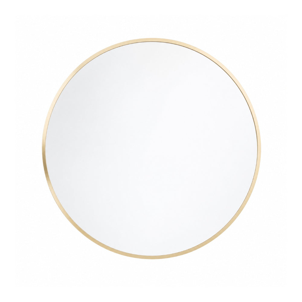 Aluminium Round Wall Mirror with Slim Brass Rim | 60cm, Gold-Tone