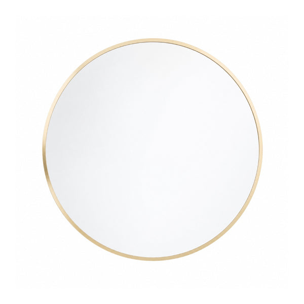 Aluminium Round Wall Mirror with Slim Brass Rim | 60cm, Gold-Tone