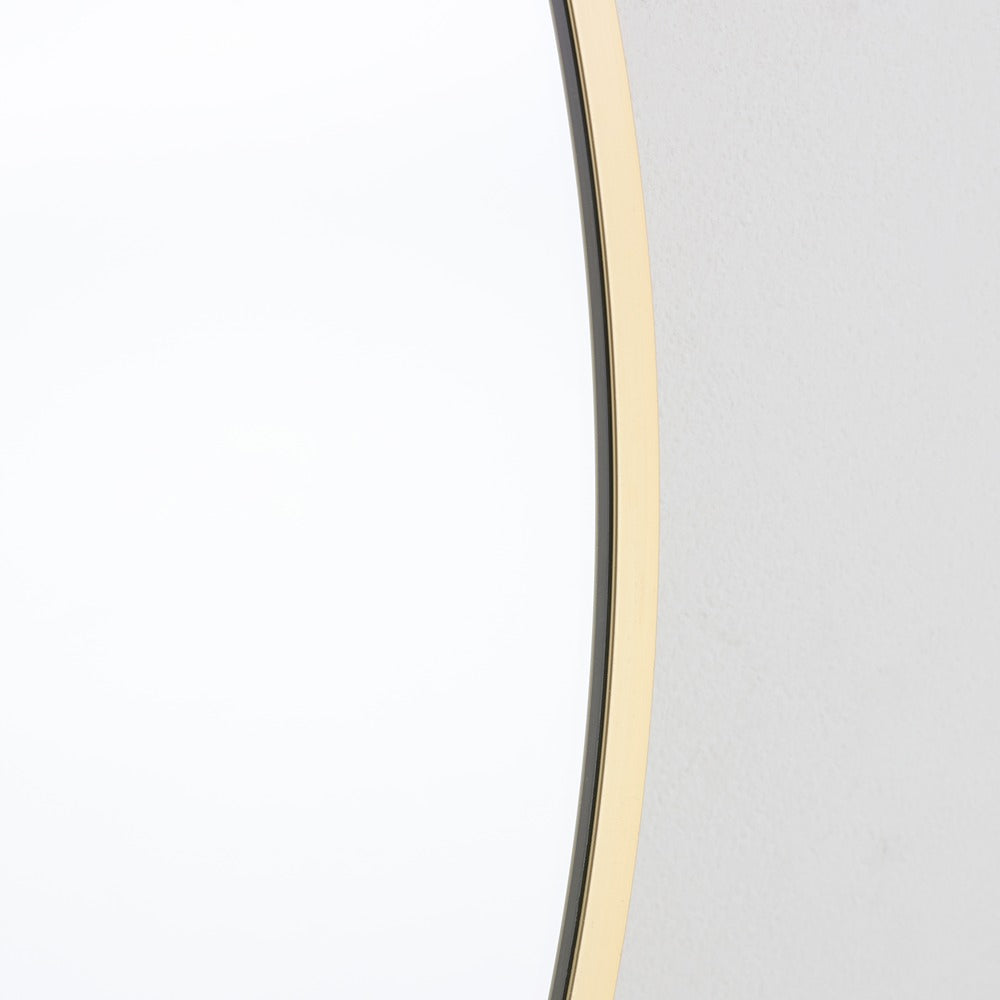 Aluminium Round Wall Mirror with Slim Brass Rim | 60cm, Gold-Tone