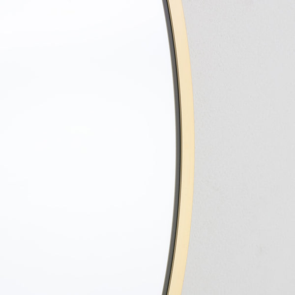 Aluminium Round Wall Mirror with Slim Brass Rim | 60cm, Gold-Tone