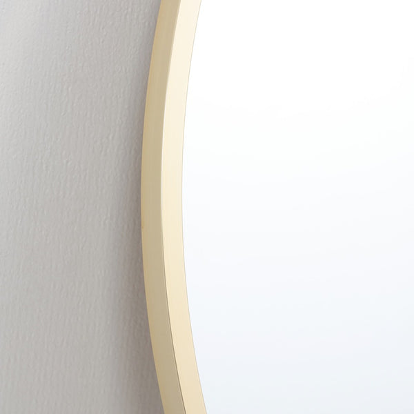Aluminium Round Wall Mirror with Slim Brass Rim | 60cm, Gold-Tone