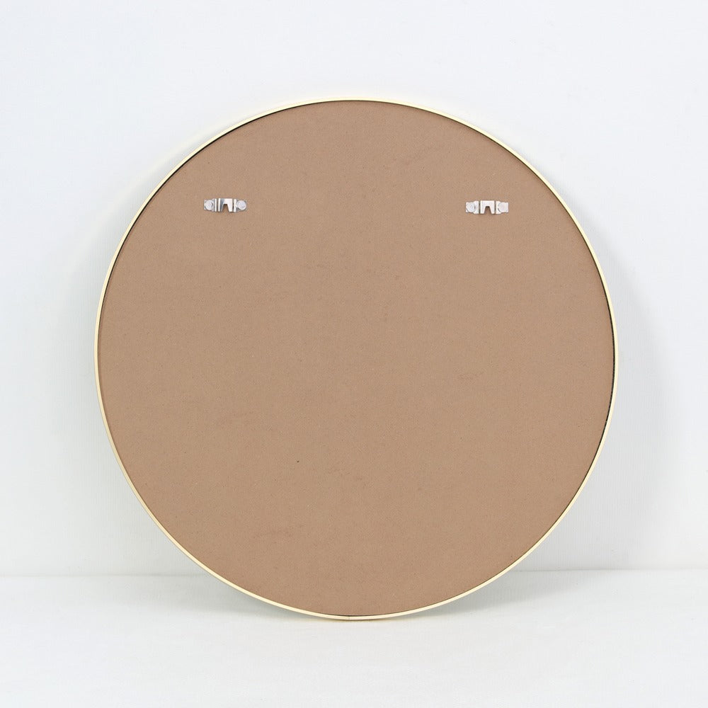Aluminium Round Wall Mirror with Slim Brass Rim | 60cm, Gold-Tone