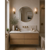 Aluminium Round Wall Mirror with Slim Brass Rim | 60cm, Gold-Tone