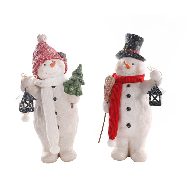 Christmas Resin Snowman Decoration | 32.5cm, Assorted Designs, Glitter Finish