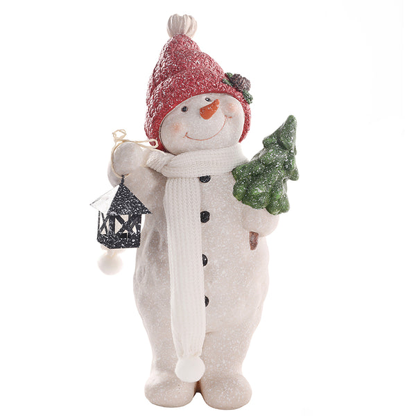 Christmas Resin Snowman Decoration | 32.5cm, Assorted Designs, Glitter Finish
