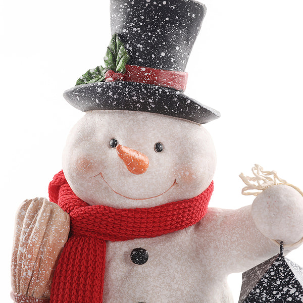 Christmas Resin Snowman Decoration | 32.5cm, Assorted Designs, Glitter Finish