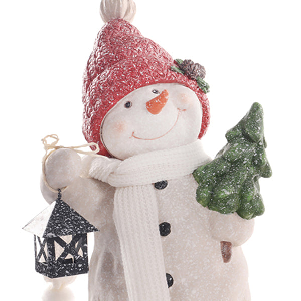 Christmas Resin Snowman Decoration | 32.5cm, Assorted Designs, Glitter Finish