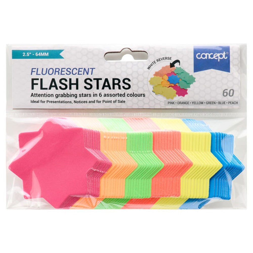 Concept Fluorescent Flash Stars for Visual Display | Pack of 60