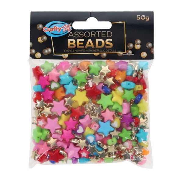 Crafty Bitz Vibrant Stars & Heart Beads Assortment Pack