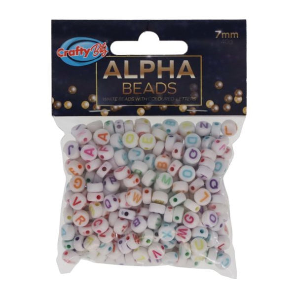 Crafty Bitz Durable White Alpha Beads | 7mm