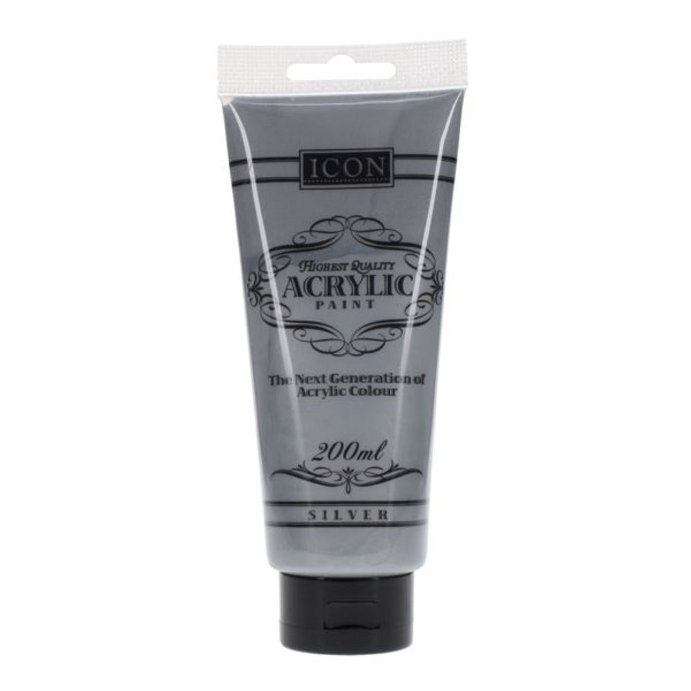 Icon High-Quality Silver Acrylic Paint | 200ml