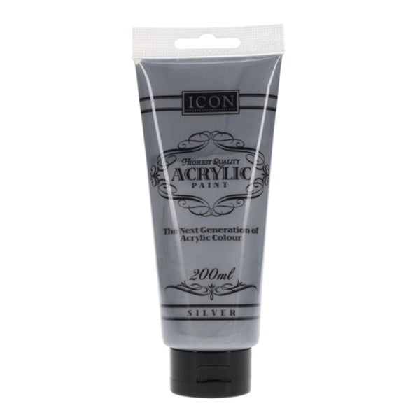 Icon High-Quality Silver Acrylic Paint | 200ml