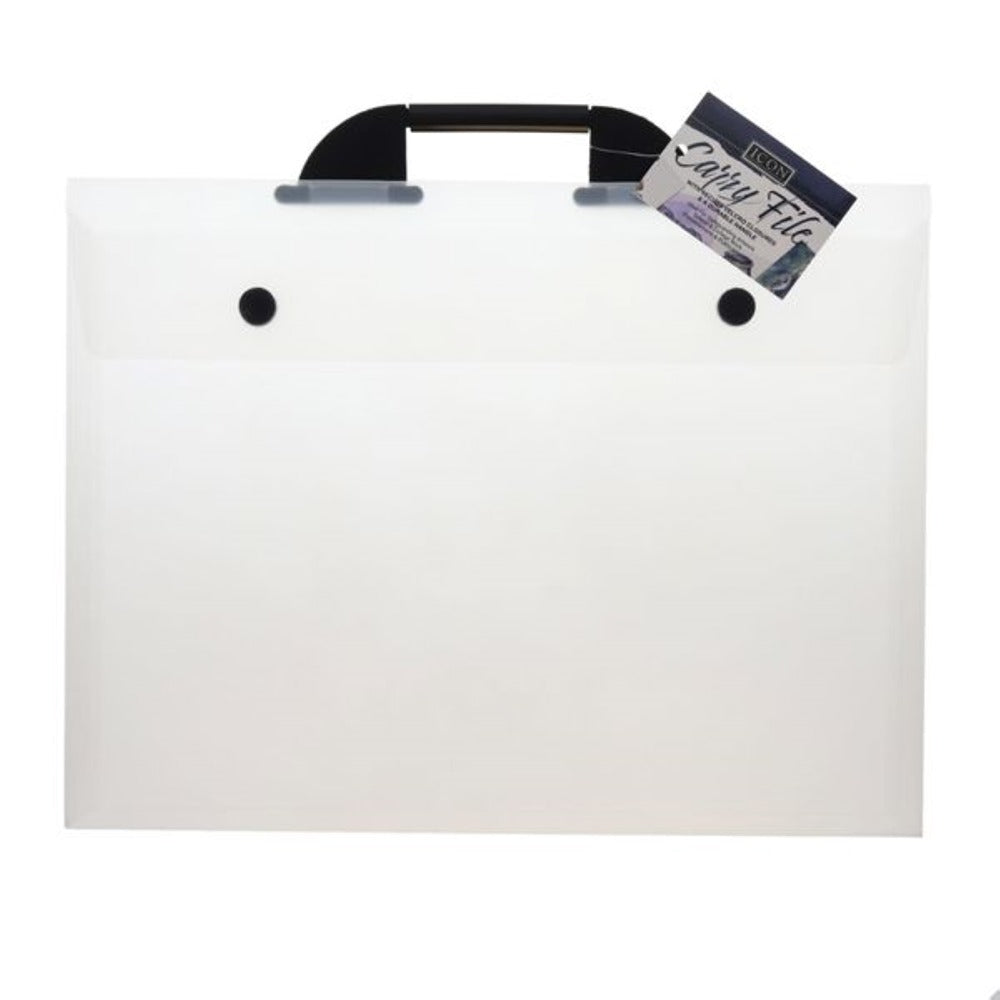Icon A3 Translucent Plastic Carry File with Sturdy Handle