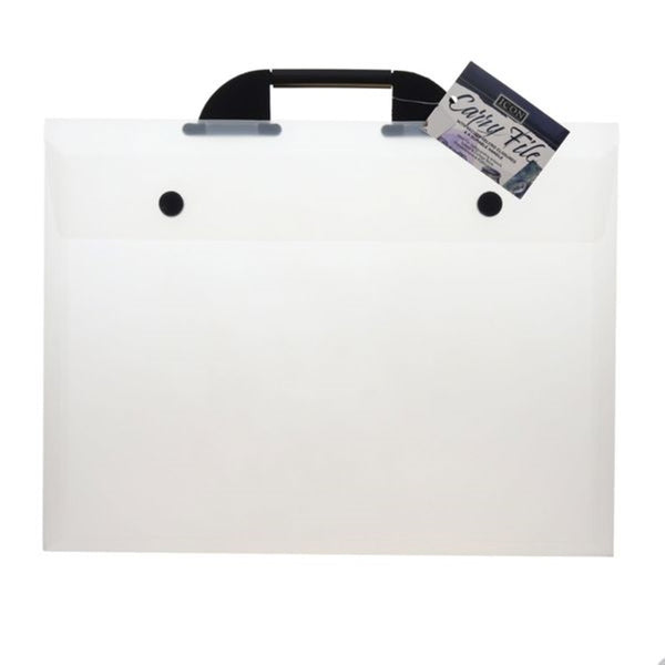 Icon A3 Translucent Plastic Carry File with Sturdy Handle