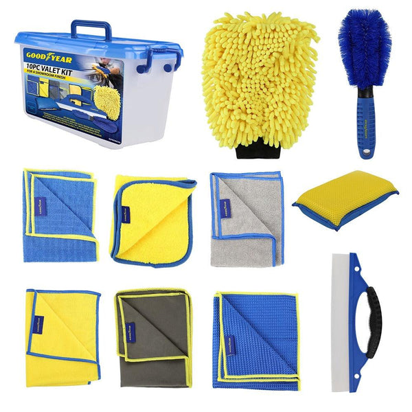 Goodyear Valet Kit 10peices|Plush Microfibre Soft-Touch Finish