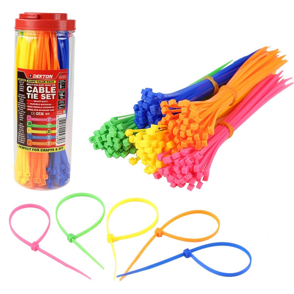 Dekton Hi-Vis Cable Tie Set - 250 Piece 2.5mm x 100mm
