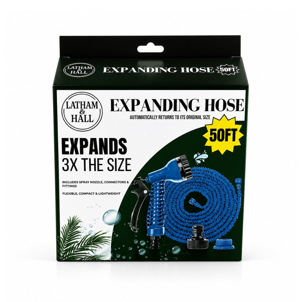 Latham & Hall Expanding Magic Garden Hose | 50ft, Green/Blue Assorted Colours