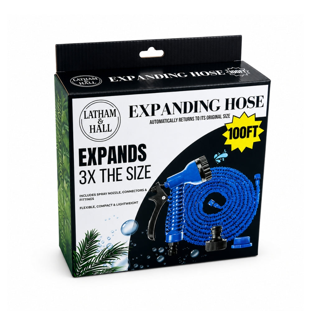 Latham & Hall Expanding Magic Garden Hose Pipe | 100ft, Green/Blue Assorted Colours
