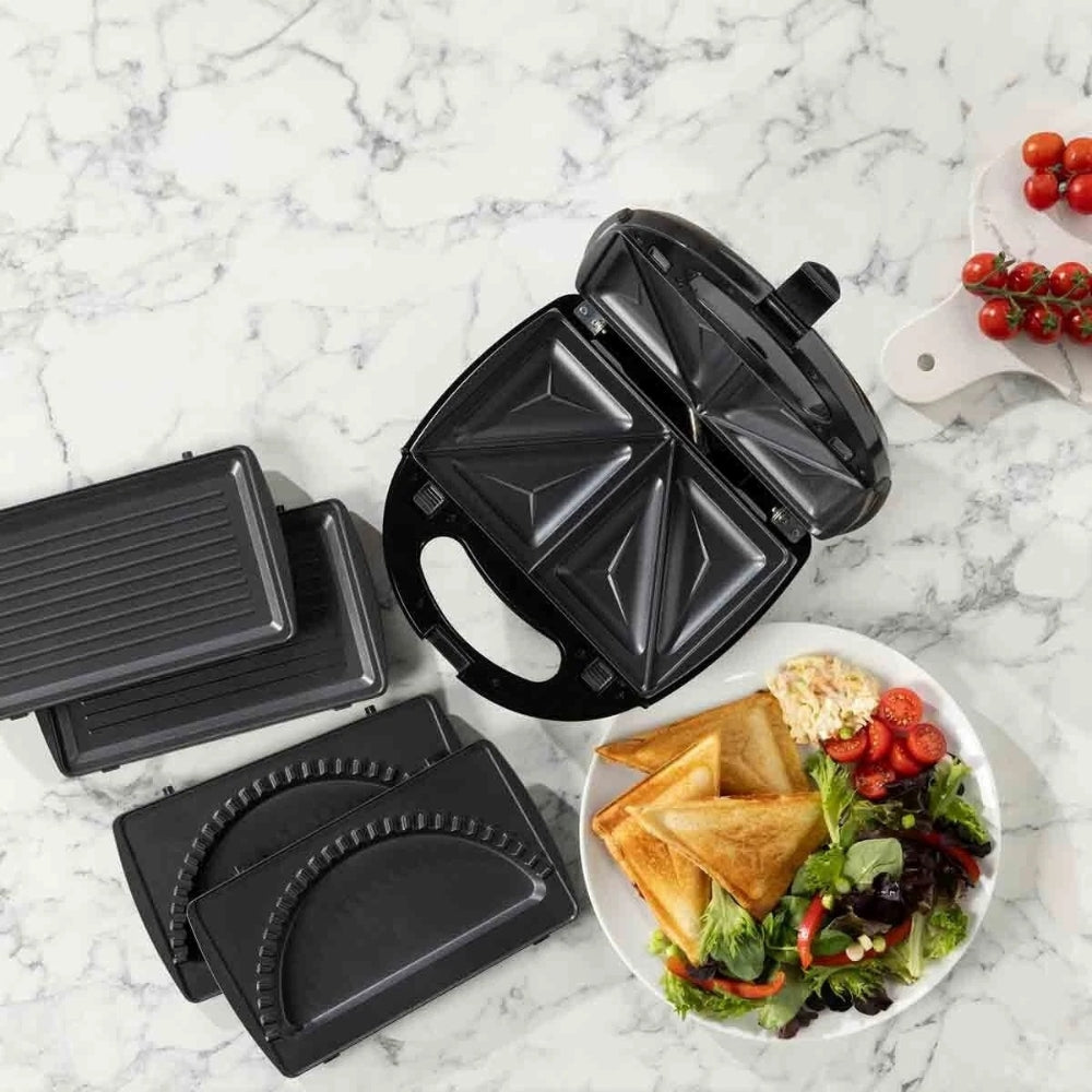 Daewoo 3-in-1 Sandwich Maker | Interchangeable Plates, Panini & Crimp