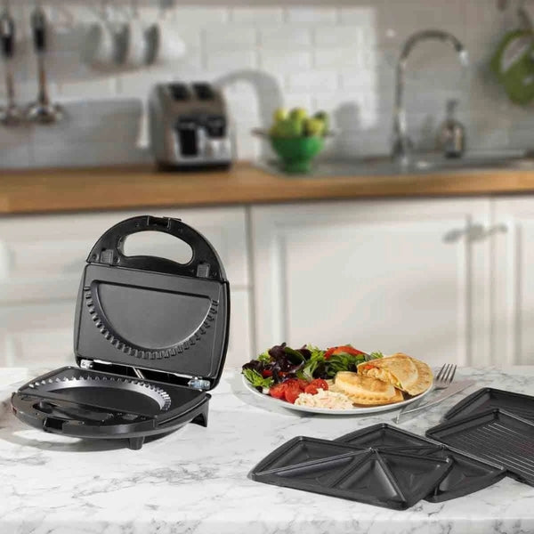 Daewoo 3-in-1 Sandwich Maker | Interchangeable Plates, Panini & Crimp