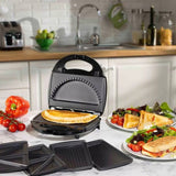 Daewoo 3-in-1 Sandwich Maker | Interchangeable Plates, Panini & Crimp