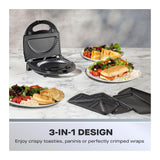 Daewoo 3-in-1 Sandwich Maker | Interchangeable Plates, Panini & Crimp