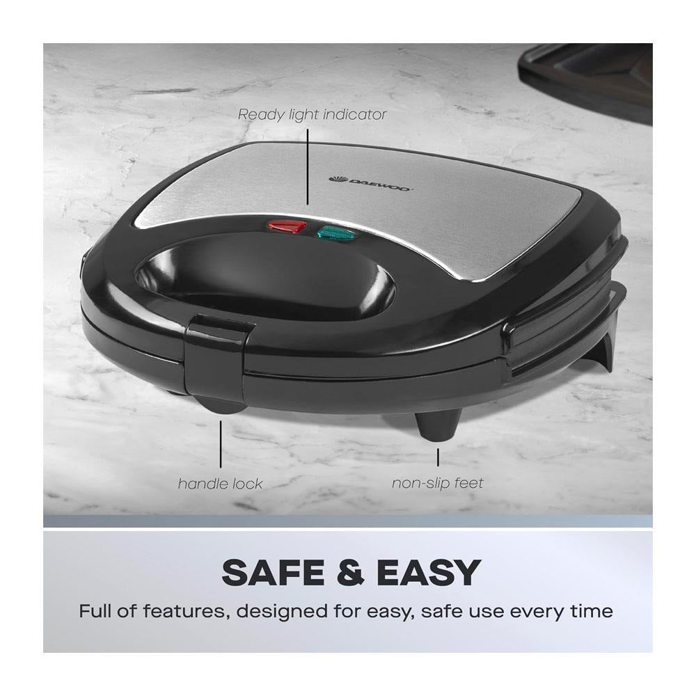 Daewoo 3-in-1 Sandwich Maker | Interchangeable Plates, Panini & Crimp