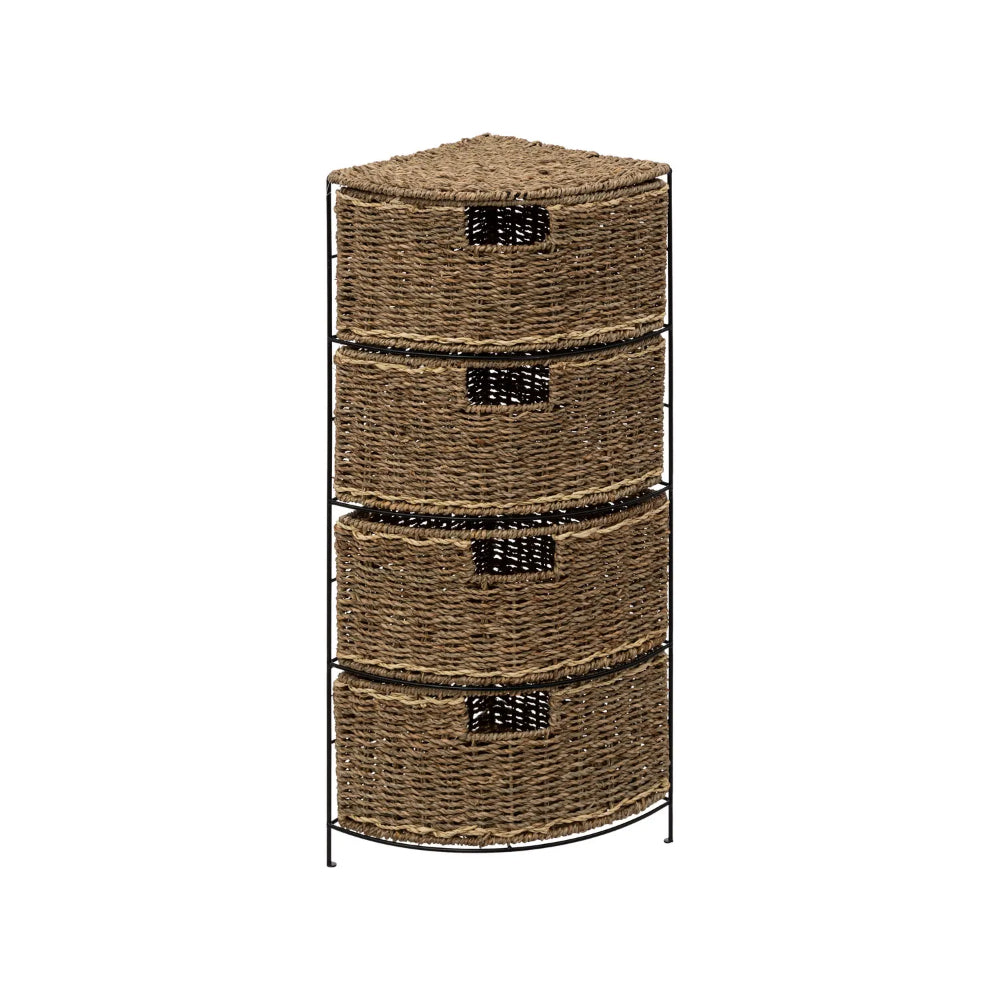 5FIVE Corner Reed Basket Storage Unit | Pull-Out Baskets, Metal Frame