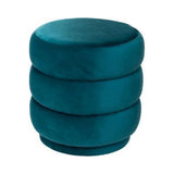 5FIVE Duck Velvet Round Ottoman | Stacked Design, Cushioned Top