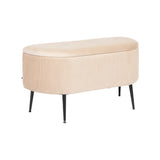 5FIVE Solaro Beige Velvet Trunk Bench | Ribbed Design, Black Legs