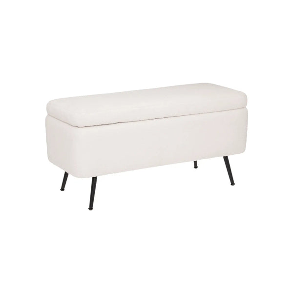 5FIVE Aurora White Cushioned Upholstered Trunk Bench | 100 x 40cm