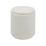 5FIVE Kaydi White Bouclé Storage Pouf Ottoman | Lift-Off Lid, Padded Top