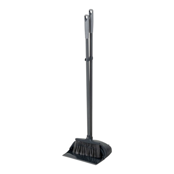 Addis Long Handle Broom and Folding Dustpan Set | Metallic Dark Grey