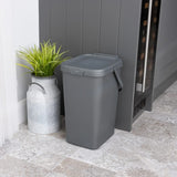 Addis Slim Rectangular Caddy Bin with Lid | 18L, Black, Carry Handle