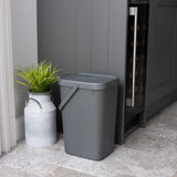Addis Slim Rectangular Caddy Bin with Lid | 18L, Black, Carry Handle